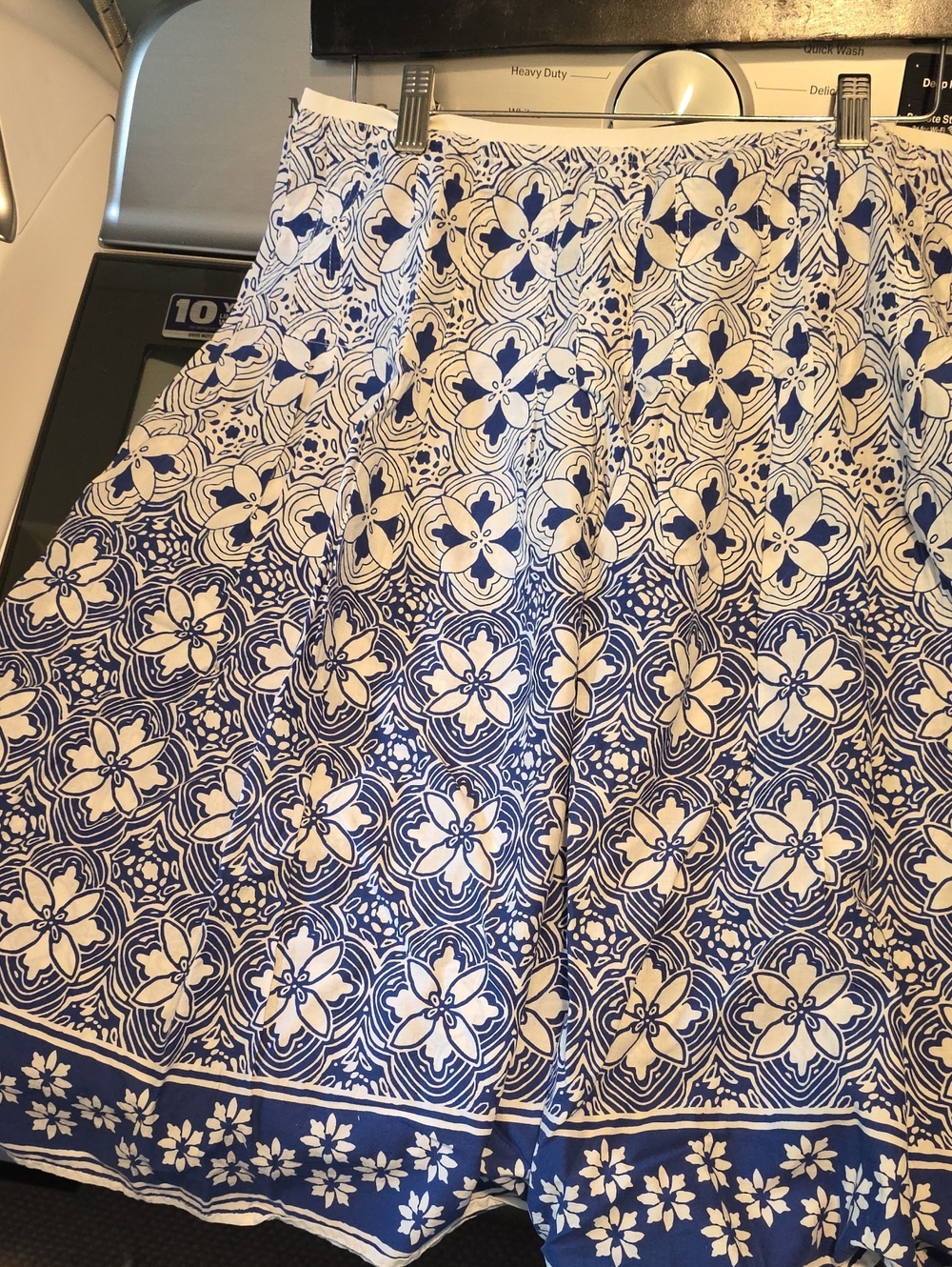 New York & Company Blue and White Floral Cotton Skirt 24" Long